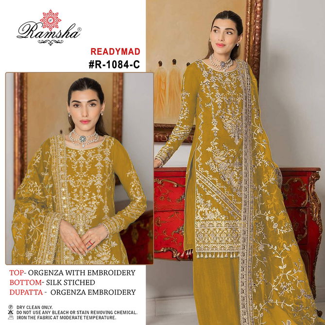 Ramsha R 1084 A To D Organza Pakistani Readymade Suits
